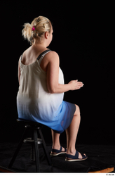 Whole Body Woman White Dress Chubby Sitting Studio photo references